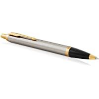 Parker IM - Bolígrafo- Punta mediana- color Acero (Brushed Metal Golden trim)